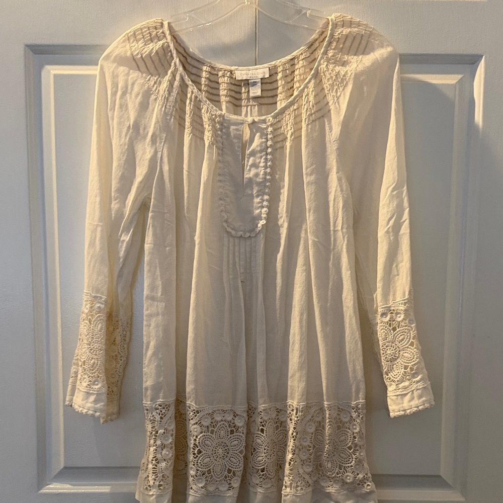 Charter Club Cream Lace Detail Blouse